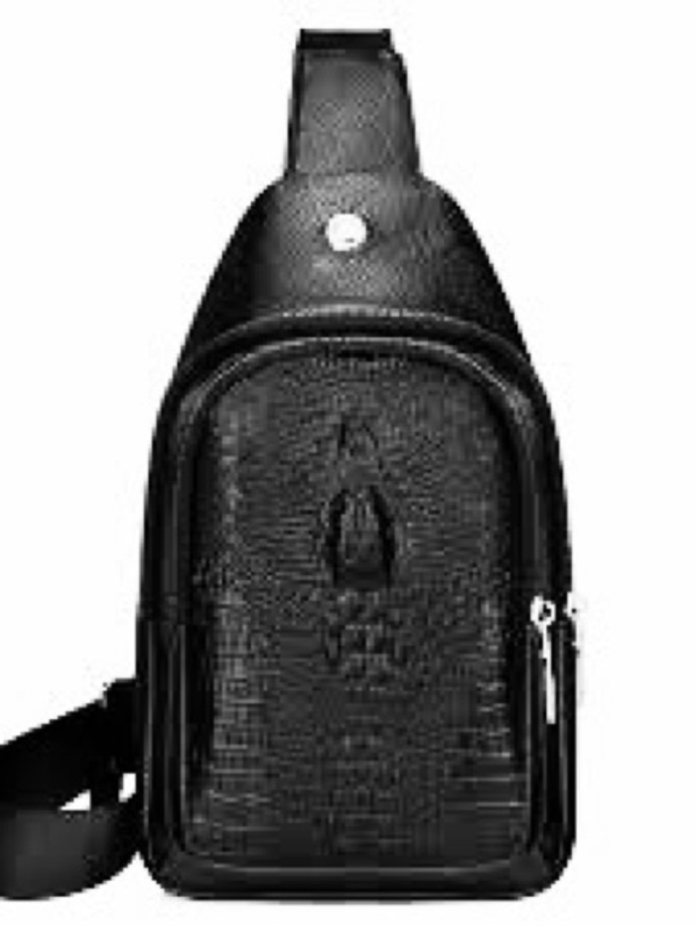 Women/Men Black embossed faux Leather Sling Bag - Versatile Crossbody